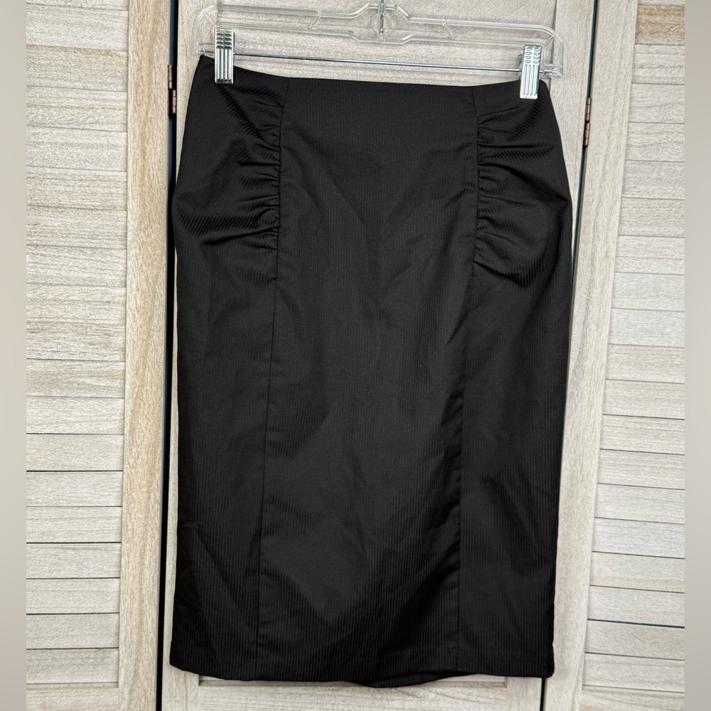 A. BYER Sexy Retro Pinstripe Pencil Skirt with Soft Pleats Black-7